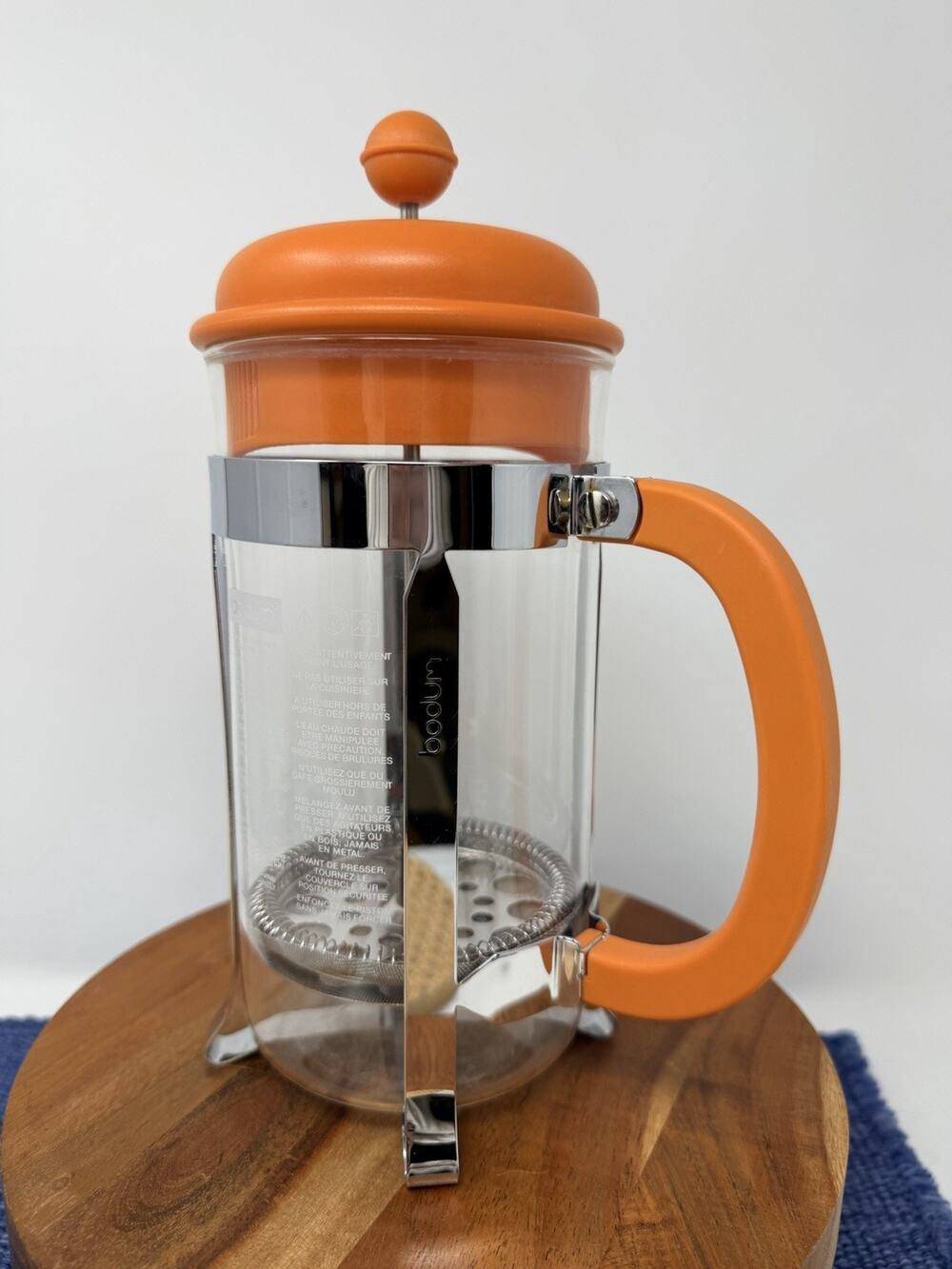 Bodum Caffettiera French Press 8 Cup 1L Coffee Maker Orange & Chrome